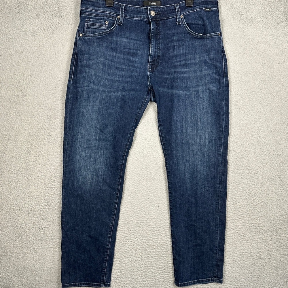 Mavi Marcus Jeans Men 38X32 Slim Straight Leg Blue Dark Wash Stretch Denim Pants